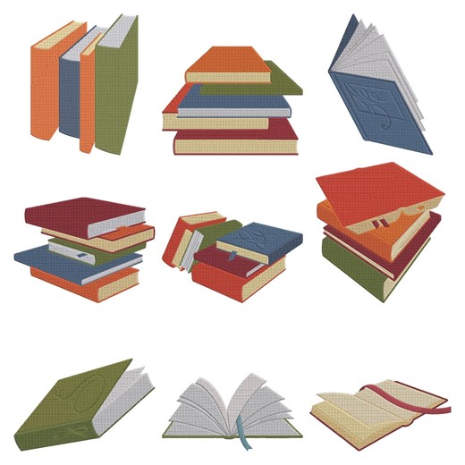 Reading Book Stack Design, Library Machine Embroidery File, Instant Download - Etsy
