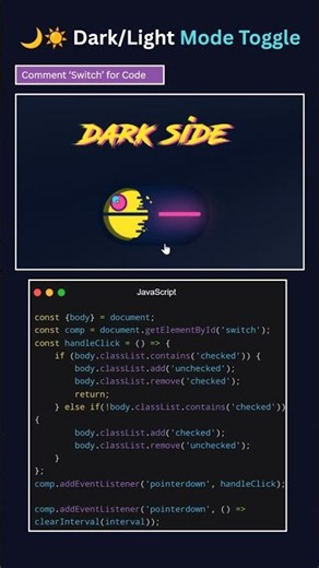 Animated Theme Switcher with Pure CSS ⚡ | Dark Side vs Light Side Toggle #Shorts