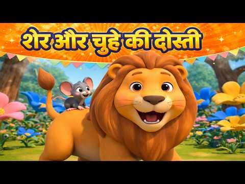 Lion and Mouse Story in Hindi 🦁🐭 | 3D Kids Cartoon | Jungle Animal Story for Children #funnycartoon