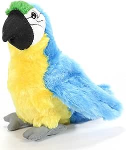 The Petting Zoo Blue Macaw Stuffed Animal Plushie, Gifts for Kids, Wild Onez Wildlife Animals, Parrot Plush Toy 9 inches