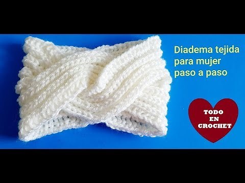 DIADEMA PARA MUJER tejida paso a paso, facil y rapido de tejer en dos agujas / palitos / palillos