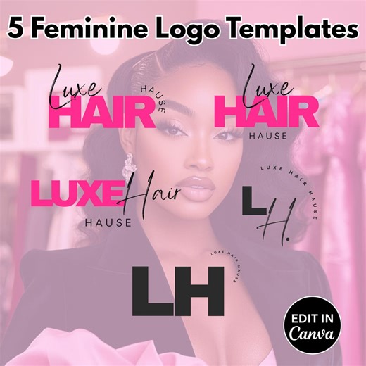 Feminine Logo Template Pack | 5 Editable Canva Logo Variations   Mini Brand Board | Typography Logos - Etsy