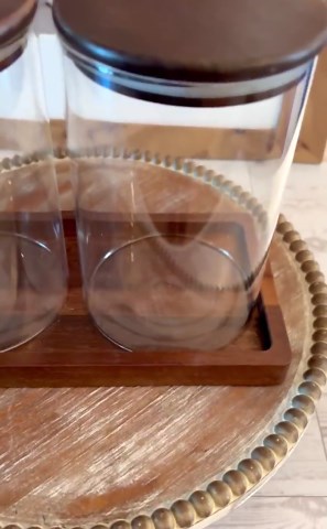 Coffee Bar Glass Canisters With Tray | Acacia Wood Lids, Airtight Storage Jars - Etsy