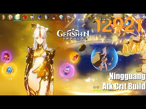 Genshin Impact - Ningguang Level 80 Atk Crit Build Showcase - DPS Damage Test