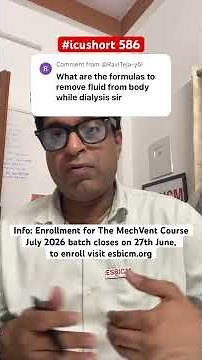 #icushort 586: What is the formula for removing amount of fluid during dialysis in ICU #esbicm