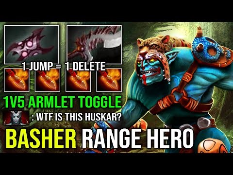 WTF BASHER RANGE HERO 1v5 Abyssal Blade Burning Spear Armlet Toggle Raid Boss Huskar Dota 2