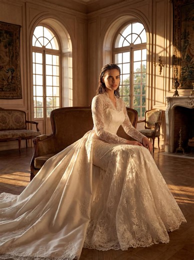 Ivory Lace Mermaid Wedding Dress With Detachable Train, Long Sleeve Bridal Gown - Etsy