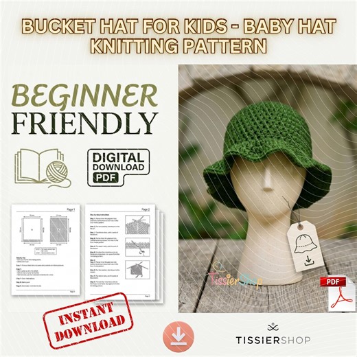 Bucket Hat Crochet Pattern PDF for Baby & Kids, Beginner Friendly Digital Download, Easy Summer Hat Tutorial