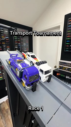 525K views · 5.8K reactions | Who is dumb enough to race team transports? ‍♂️. 4 truck mini tournament best of 3 races, winner moves on. #hotwheels | Tiny Track Cars | Facebook
