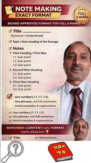 How to Write 📝 NOTE MAKING – EXACT FORMAT❓ #class12english #class11