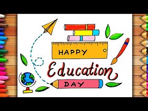 National Education Day Drawing | National Education Day Easy Drawing | National Education Day Poster