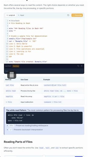 File Reading - Bash Tutorial — in 30 seconds #Bash #Shell #Linux