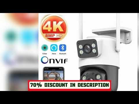 A must-have product #4K 8MP WiFi Surveillance Camera, Dual Lens, 4X Digital Zoom, AI Human Detect,