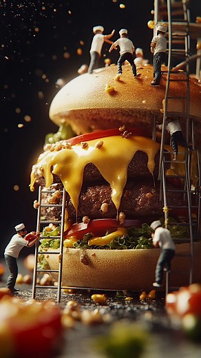 174 reactions | The Ultimate Burger Build  Gravity bends, cheese flows, and tiny hands craft the impossible. Is this a dream or a new dimension of taste? The first bite is a portal.  #burger #burgerporn #burgerlover #bestburgerintown #newyork #brooklyn #newyorkcity #food #foodies #foodporn #foodgasm #foodlover #junkfoodporn #junkfood #junkjournals #junkfoodaddict #junkfoodday #ai #aiart #midjourney #miniature #miniatureworld #miniatureworkers #miniatures | Visual Fragments | Facebook