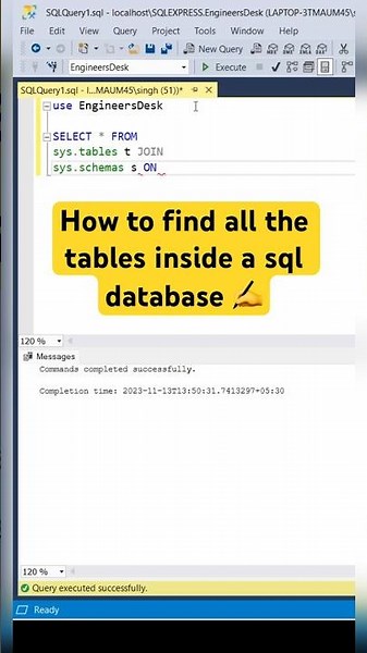 How to find all the tables in an existing database #coding #shorts #sql #sqlqueries #sqlserver