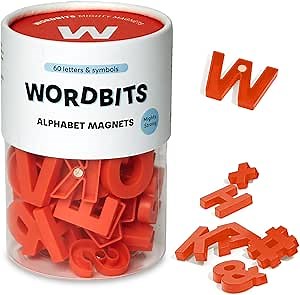 60pcs Alphabet Magnets - Strong Neodymium Magnetic Alphabet Letters for Fridge - Award Winning Typeface, Eco-Friendly, Matt Finish for Homes & Offices (Cherry)