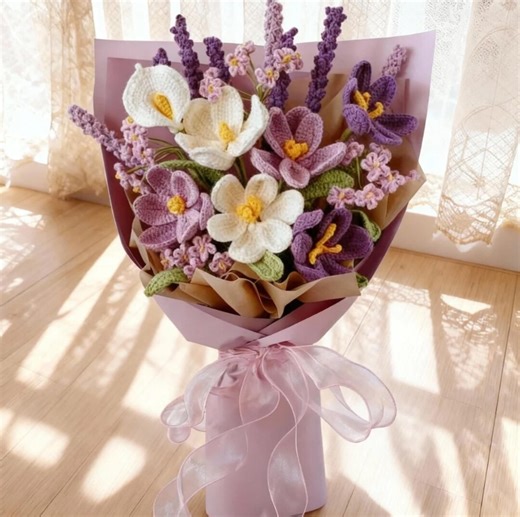 Gentle Purple Crocheted Bouquet | Valentine's & Mother's Day Gift | Graduation Ceremony | A Gift for Her|birthday - Etsy