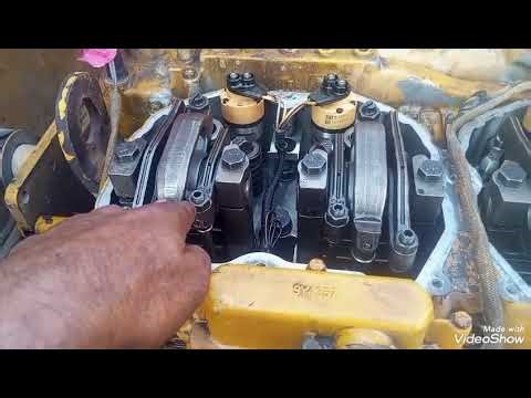 Cat 3176 grader engine valve lash injector timing set by faris in valve 0.38mm exh 0.64mm180deg