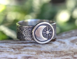 Crescent Moon Ring, Celestial Ring, Witch Ring, Witchy Jewelry, Pagan Ring, Sterling Silver Moon Ring - Etsy