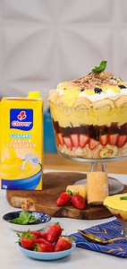 When it comes to dessert, our Clover Custard reigns supreme 💙 Whip up a scrumptious treat with our New Clover Custard as the star ingredient! #MadeWithLoveByClover | Clover South Africa