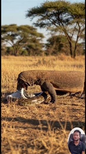 Komodo Dragon vs Python Extreme Speed Wildlife Fight in African Savanna