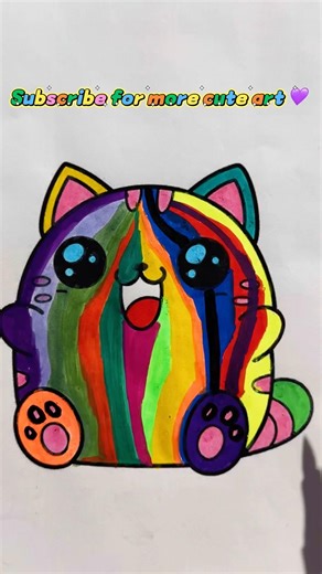 Rainbow Cat is TOO Cute 😭🌈🐱 #rainbow #cat #cute #kawaii #art #drawing #viral #fyp #shorts