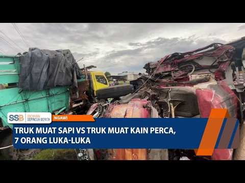 NGAWI - Truck Loading Cows Vs Truck Loading Rags, 7 People Injured