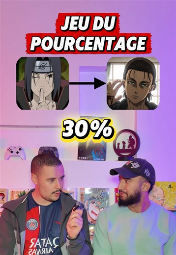 Jeu du pourcentage animés et mangas ! Faut deviner le personnage grâce à d’autre personnage qui s’approche plus ou moins du perso à deviner ! #Anime #manga #snk #naruto #fyp