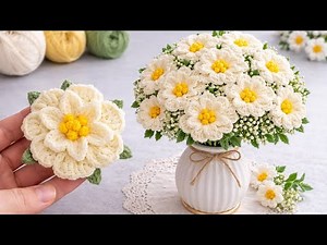 Amazing Crochet Flower Idea! 🌼 Flower Bouquet with Leaves | Easy & Beautiful #crochet