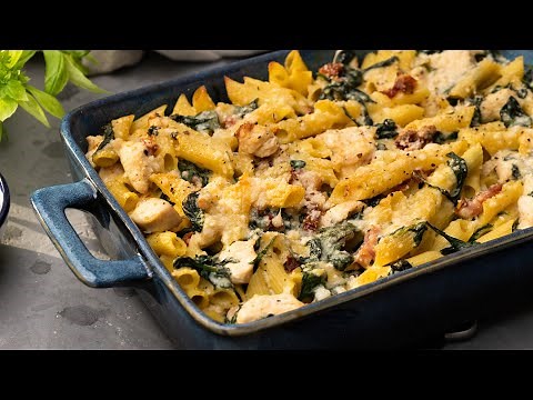 Creamy Chicken Spinach Pasta Bake Recipe