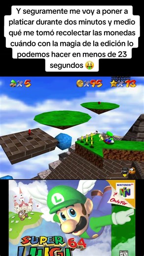 Conseguimos la estrella de las 100 monedas del mundo 2 del Super Luigi 64. #supermario64
