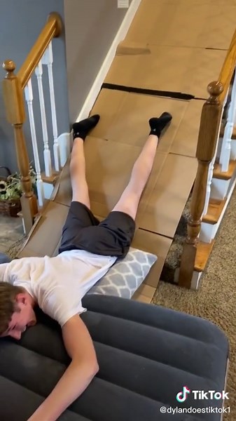 Cardboard stair slide #fyp #cardboard #bangenergy @bangenergy @bangenergy.ceo