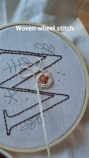 Woven wheel stitch fluffy flower embroidery🌸 #embroidery #tutorial #diy #handmade #craft #alphabet