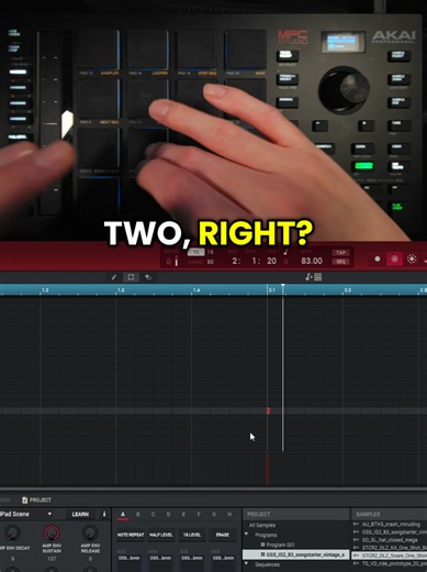 How to Sample and record a beat on MPC2! In this video I use the MPC Studio MK2! Full video on YouTube! #fingerdrumming #akai #musicproduction #mpclive #mpc