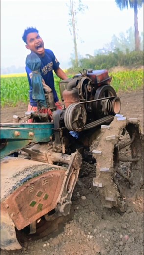 POWER TILLER DRIVING IN THE FIELD 🚜🔥 | REAL HARD FARMING WORK 💪 #SHORTS