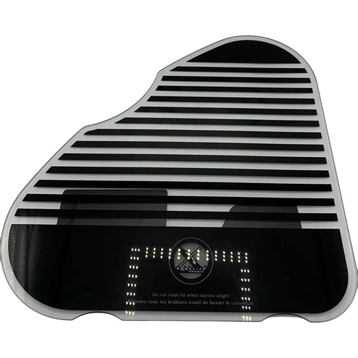 Thetford Right Hand Striped Black Triangle Hob Glass Lid