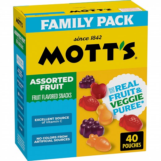 Mott's Assorted Fruit Flavored Snacks, Valentine's Day, Family Pack, 40 Count, 32 oz
