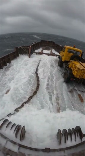 Still Think It’s an Easy Job? ⚡🌊 #ocean #ship #storm #waves #northsea