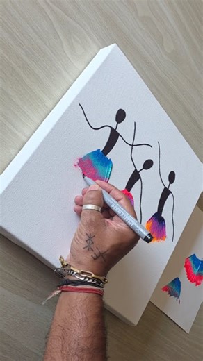 Easy dancing figures 💃 🎶 #acrylicpainting #shorts #youtubeshorts