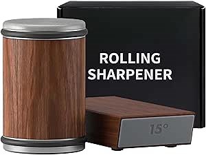 Diamond Rolling Knife Sharpener Kit - Easy to Use Knife Sharpening - Knife Sharpener Roller. Rolling Sharpener with Industry Diamonds for Steel of Any hardness, 15° / 20° Magnetic Angle Base
