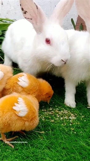 “Rabbits & Baby Chicks Eating Together 🐰🐥💛” #shorts