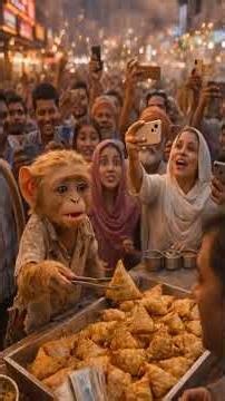 From Lonely Monkey To Famous Samosa Seller #MonkeyBusiness #StreetFoodStory