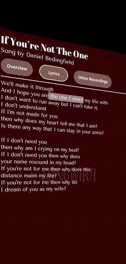 If You're Not The One Lyrics - Daniel Bedingfield