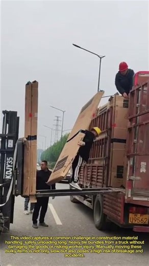 Smart Unloading Trick! 🚚↓ Move Heavy Tiles Fast with Forklift Magic