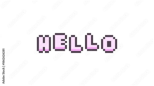 8-bit pixel art hello text. looped animation 4k 30fps