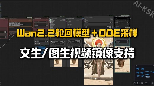 Wan2.2轮回模型＋ODE采样,视频生成再一倍提速,文生/图生视频低配支持与极速补帧,线上一键启动镜像分享