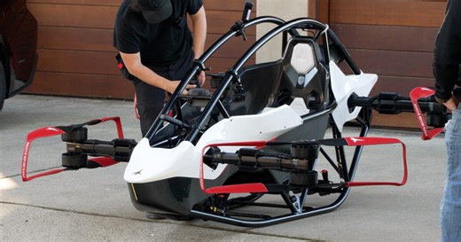 Jetson films flying car commercial at Shell Beach