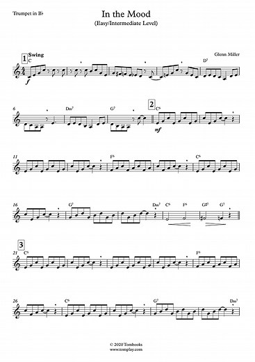 In the Mood (Easy/Intermediate Level) (Glenn Miller) - Trumpet Sheet Music