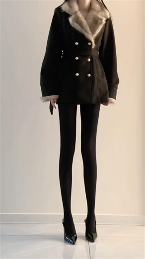 Luxury Winter Fashion Look ✨ Elegant Black Faux Fur Coat Outfit #Shorts