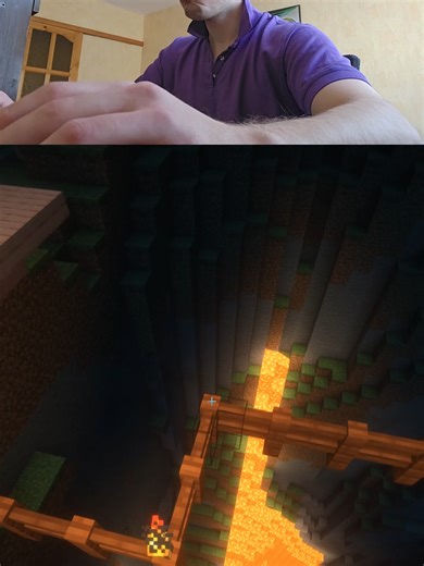 Villager Navigates Labyrinth Over Lava in Minecraft